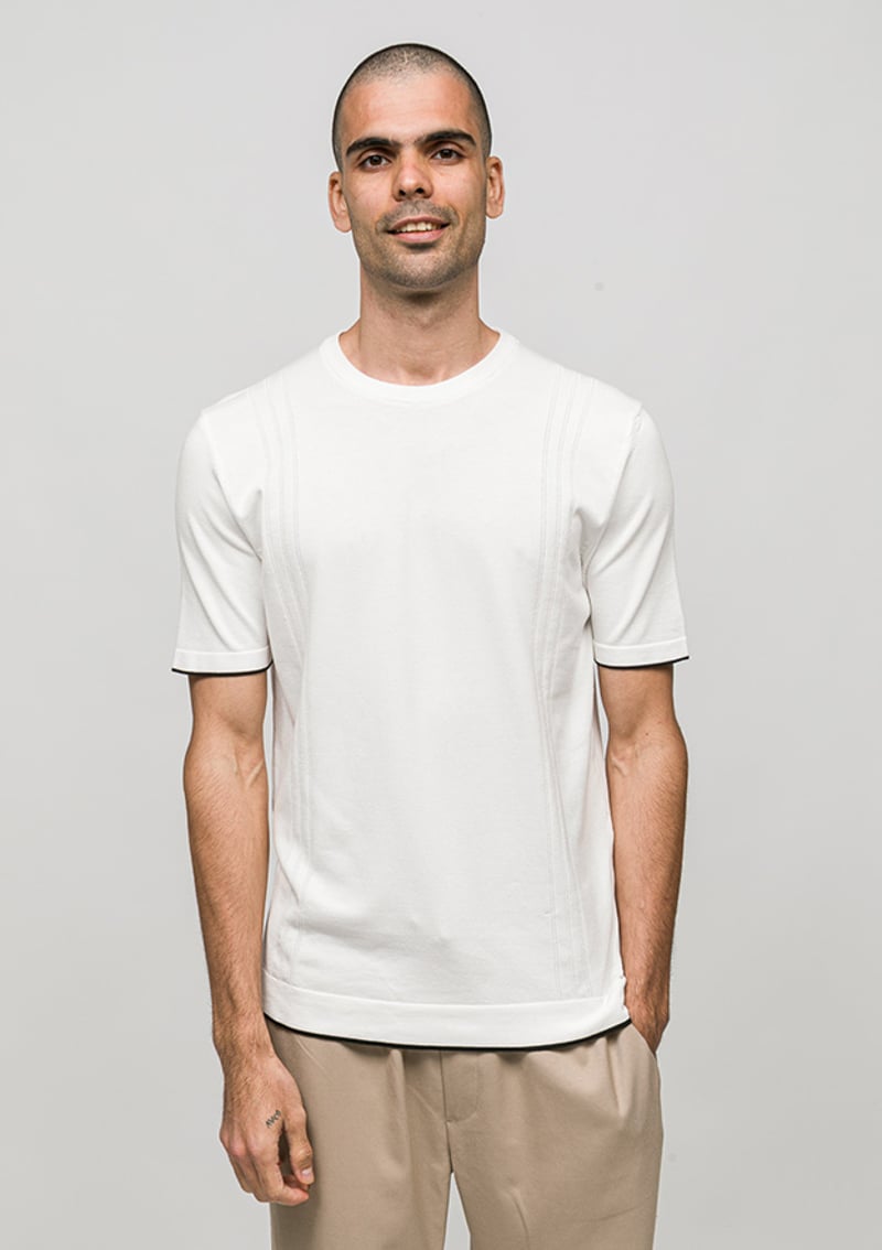 Joe34185 Erkek Beyaz Triko T-shirt