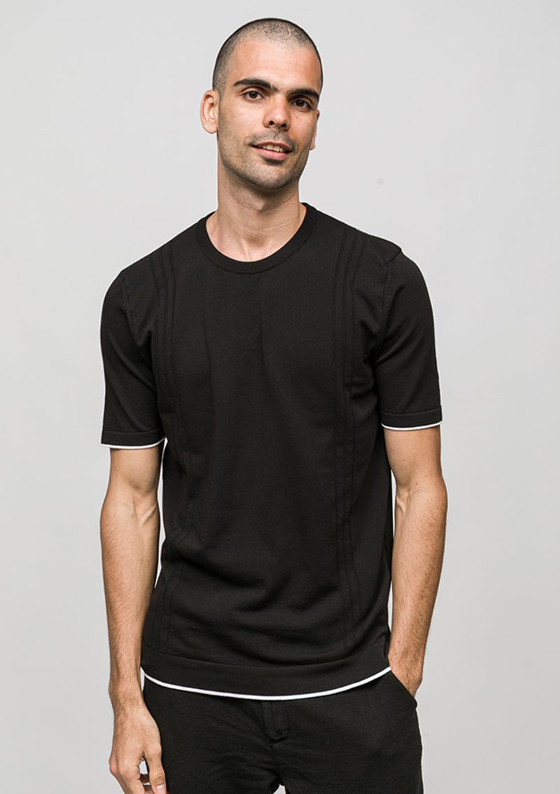 Joe34185 Erkek Siyah Triko T-shirt