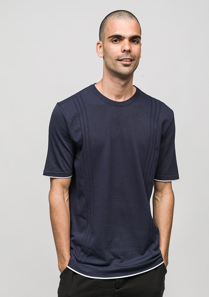 Joe34185 Erkek Lacivert Triko T-shirt