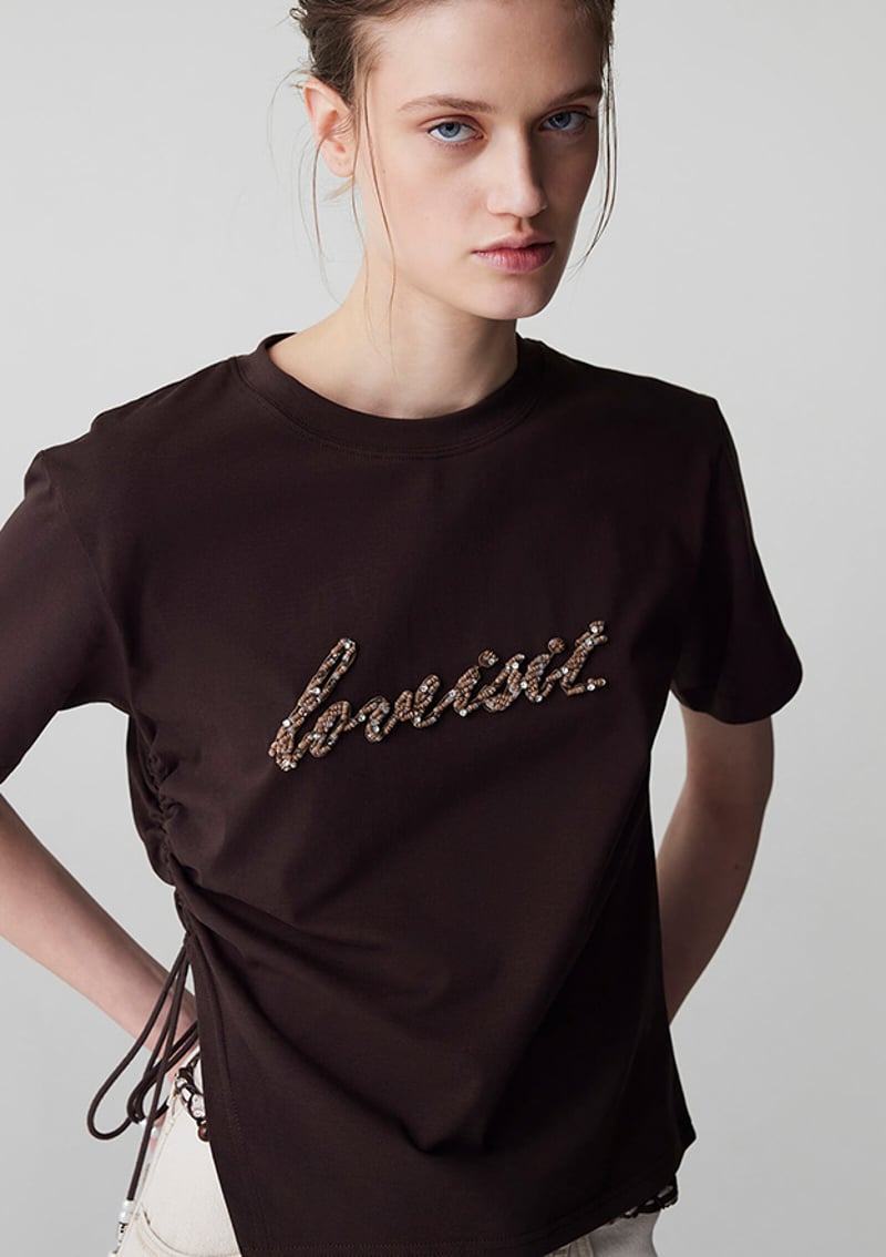 Is1260070045 Kadın Kahverengi Baskılı T-shirt