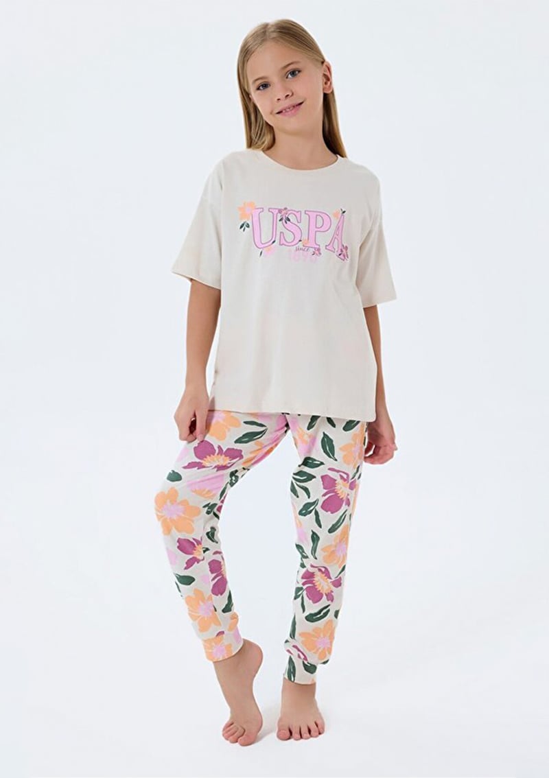 Us2503-4 Kız Çocuk Bej Pijama