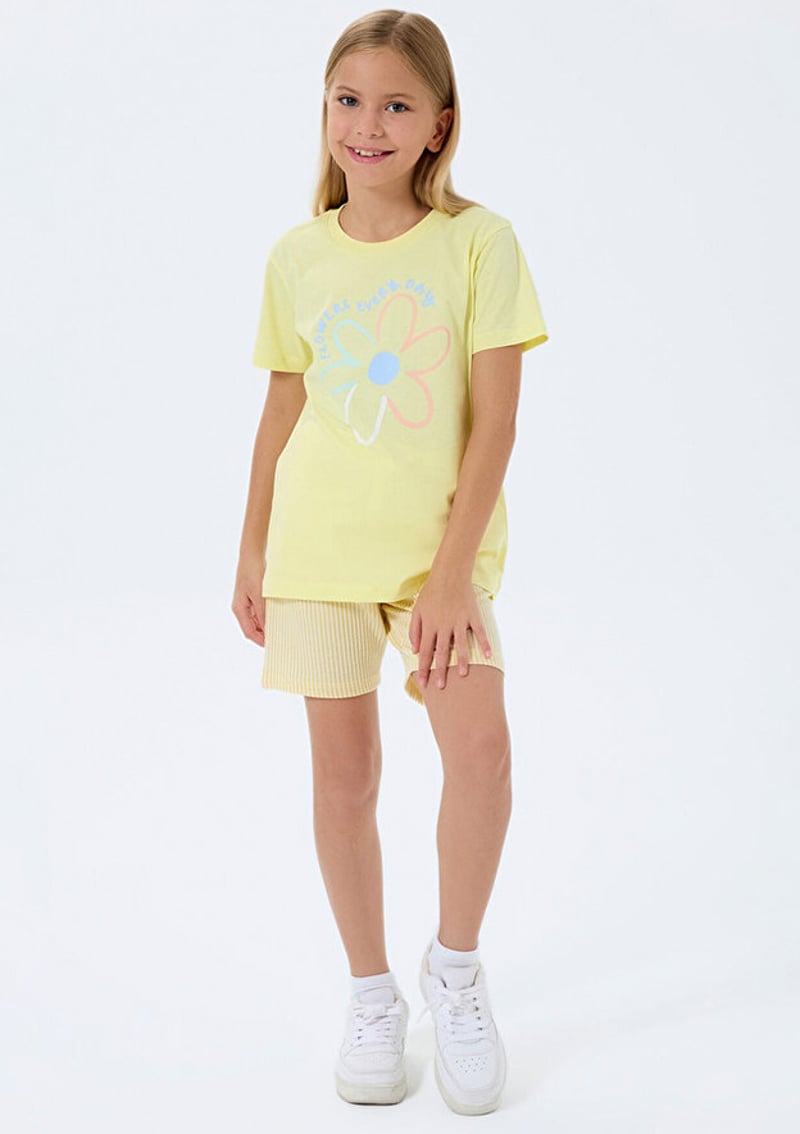 Rp3795-2 Kız Çocuk Sarı Pijama