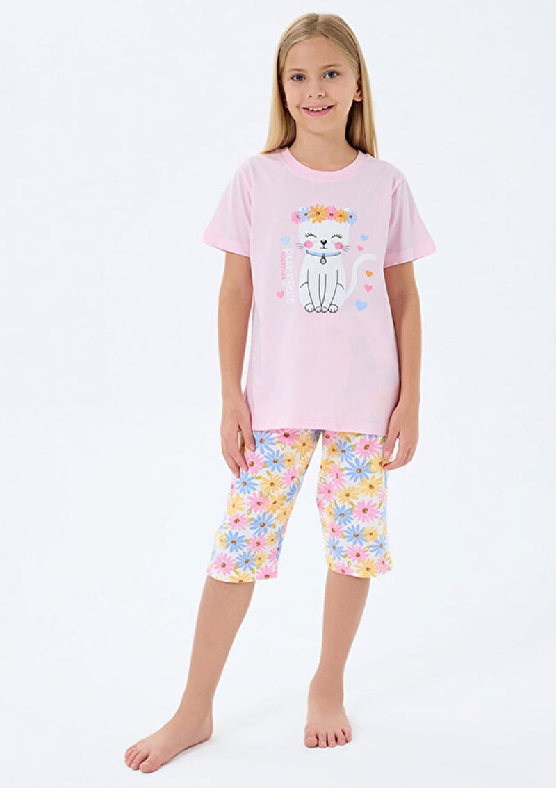 Rp3783-2 Kız Çocuk Pembe Pijama