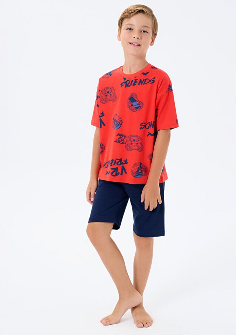 Rp3751-2 Erkek Çocuk Kırmızı Pijama