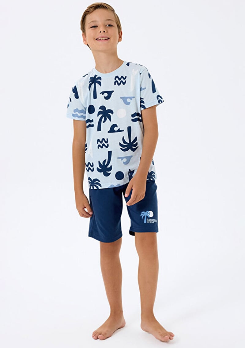Rp3754-2 Erkek Çocuk Mavi Pijama