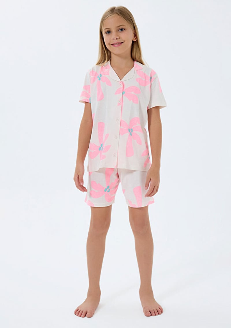 Rp3780-2 Kız Çocuk Beyaz Pijama