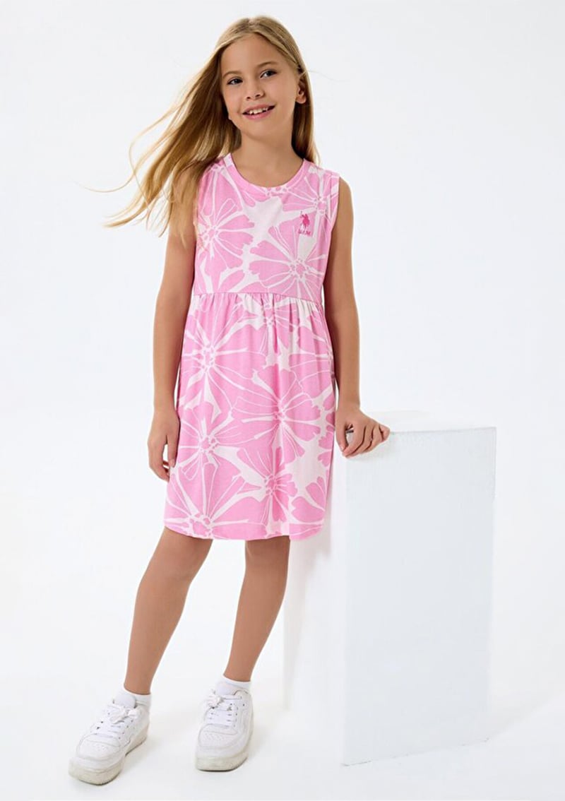 Us2508-4 Kız Çocuk Pembe Elbise