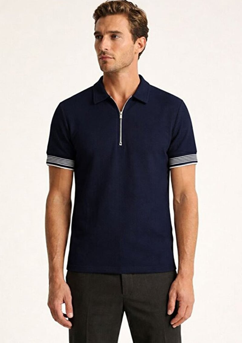 44715 Erkek Lacivert Polo Yaka T-shirt