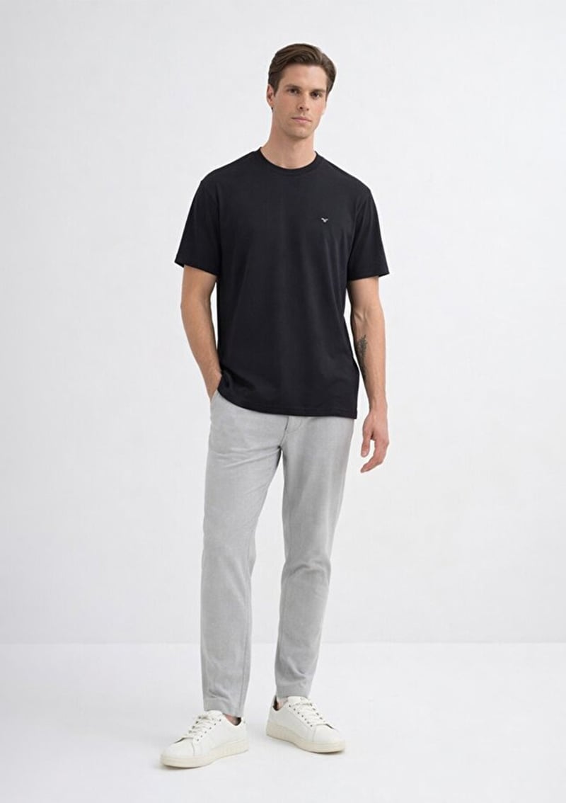 44105 Erkek Siyah Bisiklet Yaka T-shirt