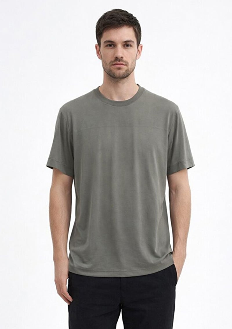 44105 Erkek Yeşil Bisiklet Yaka T-shirt