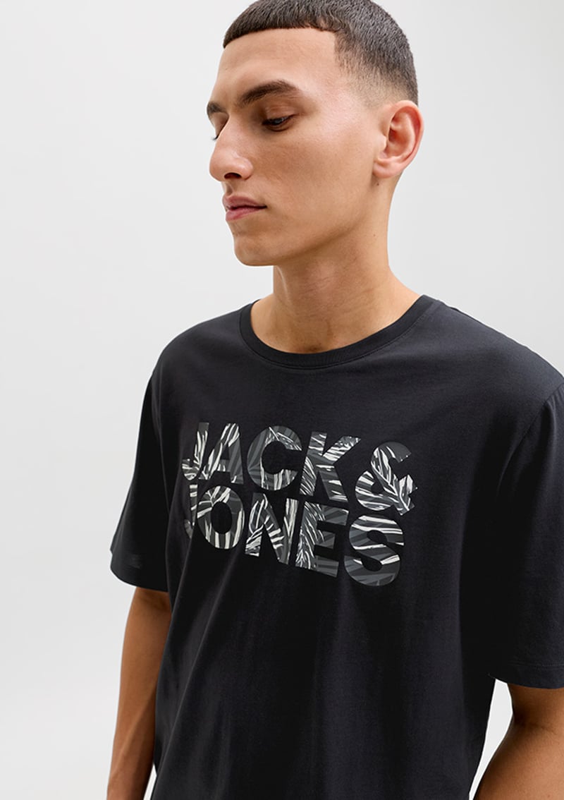 12288536 Erkek Siyah Baskılı T-shirt