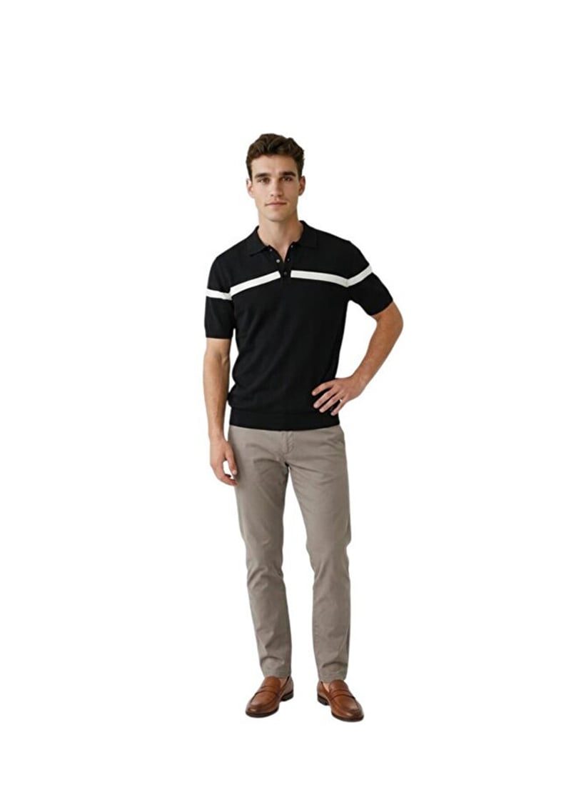 34235 Erkek Siyah Triko T-shirt
