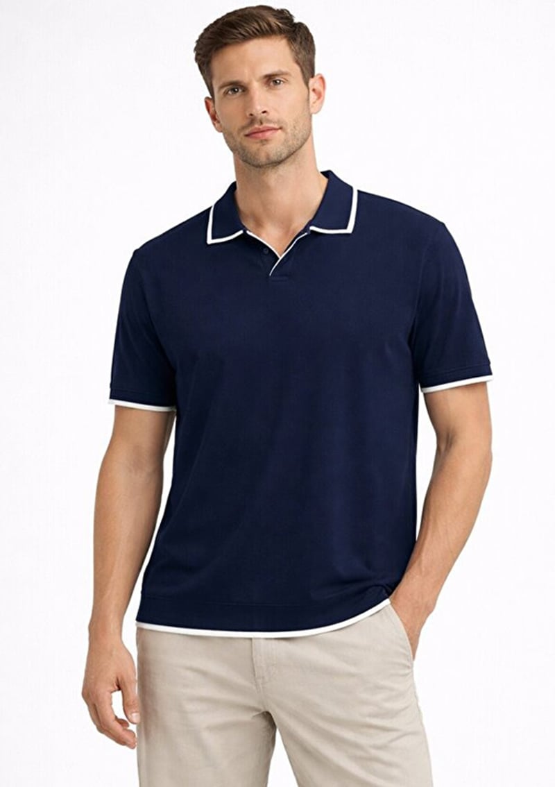 34125 Erkek Lacivert Triko T-shirt