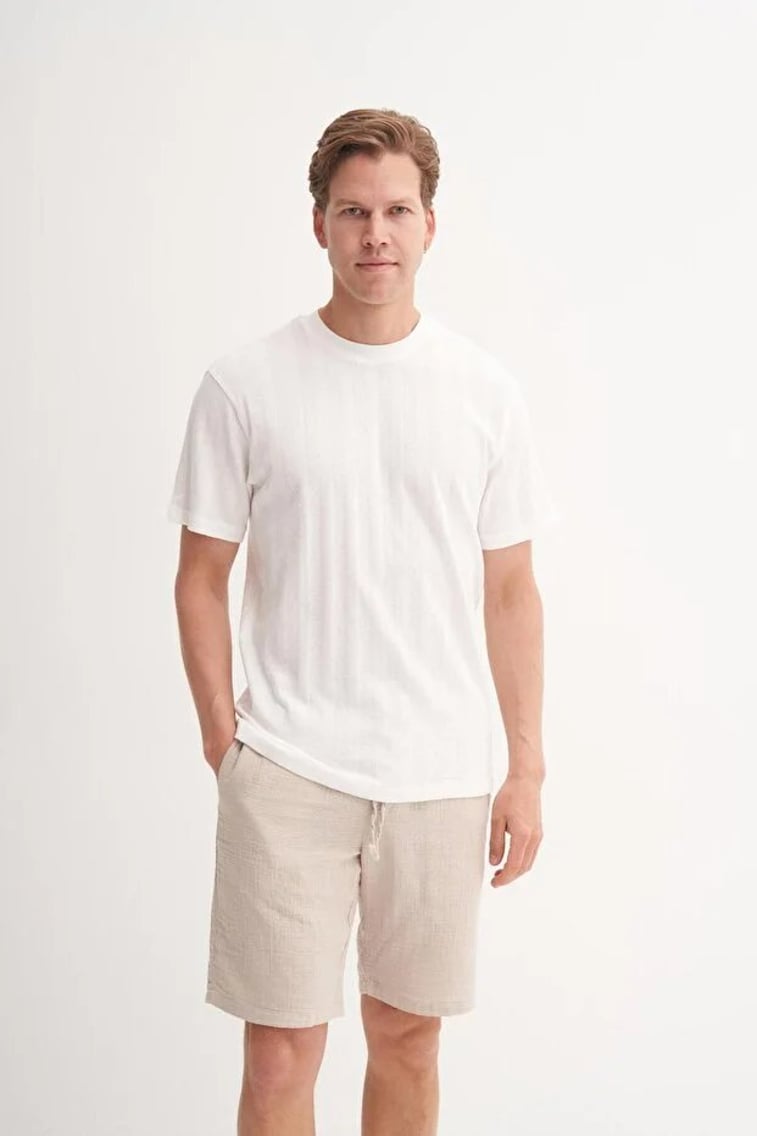 42770 Erkek Beyaz Bisiklet Yaka T-shirt