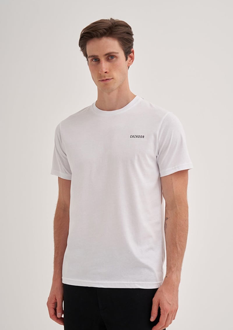 42330 Erkek Beyaz Bisiklet Yaka T-shirt