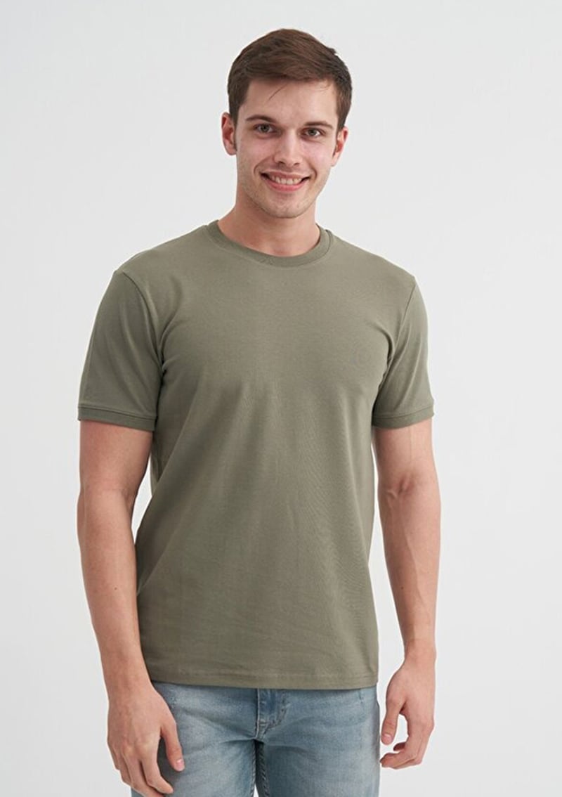 46200 Erkek Yeşil Bisiklet Yaka T-shirt