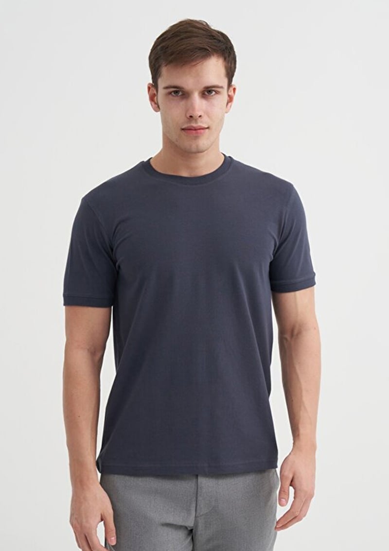 46200 Erkek Antrasit Bisiklet Yaka T-shirt