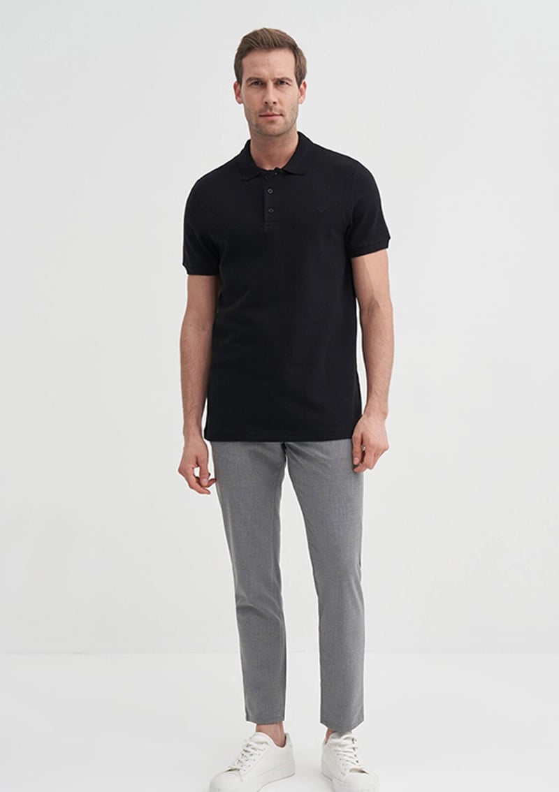 46130 Erkek Siyah Polo Yaka T-shirt
