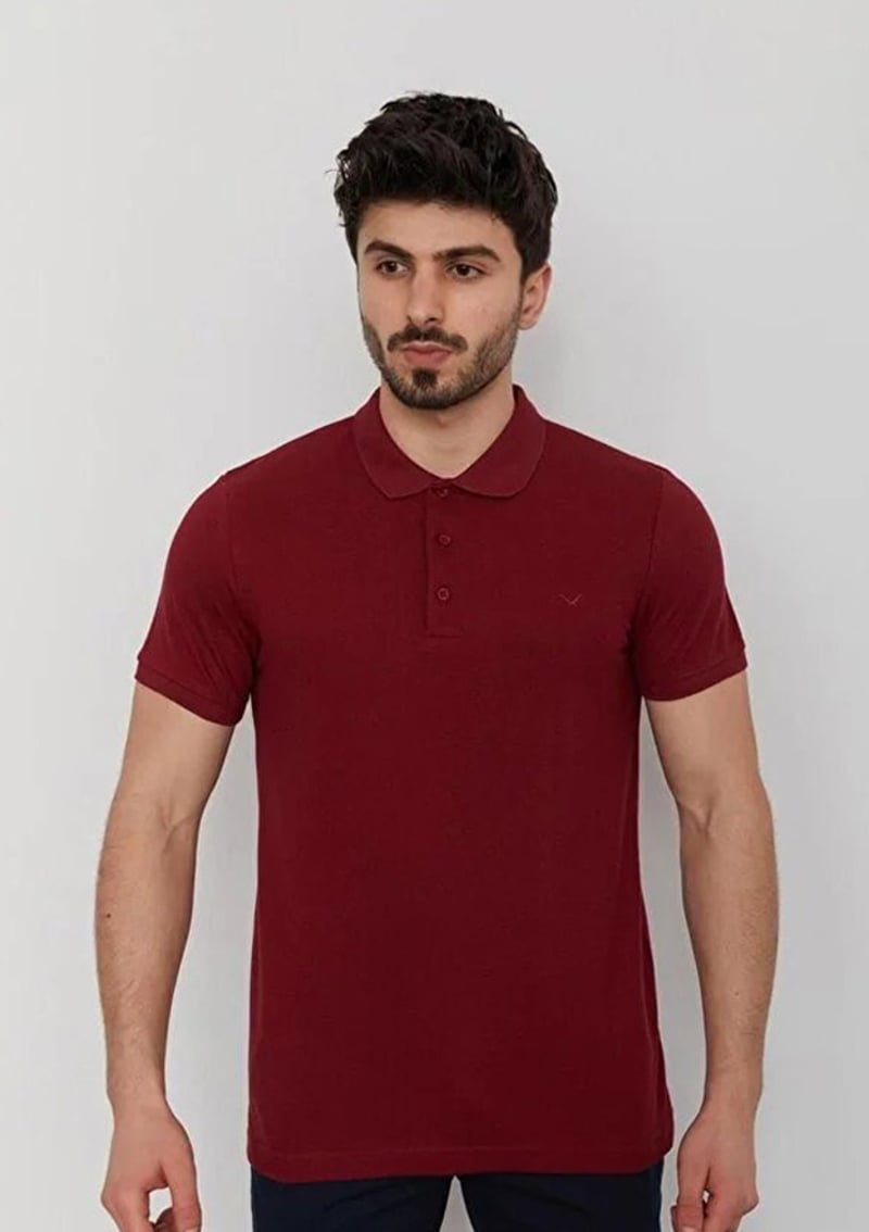 46130 Erkek Bordo Polo Yaka T-shirt