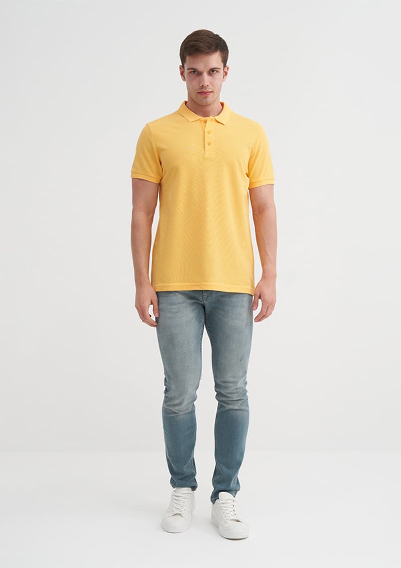 46130 Erkek Sarı Polo Yaka T-shirt