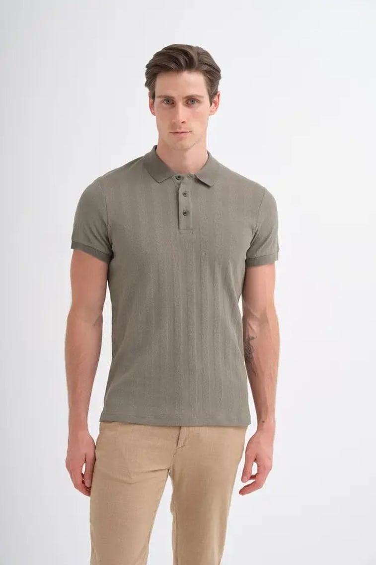 41020 Erkek Yeşil Polo Yaka T-shirt