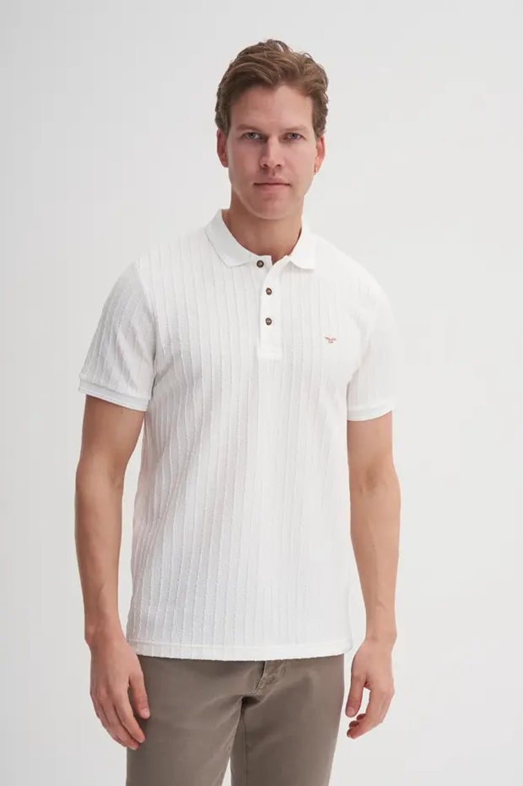 40520 Erkek Beyaz Polo Yaka T-shirt