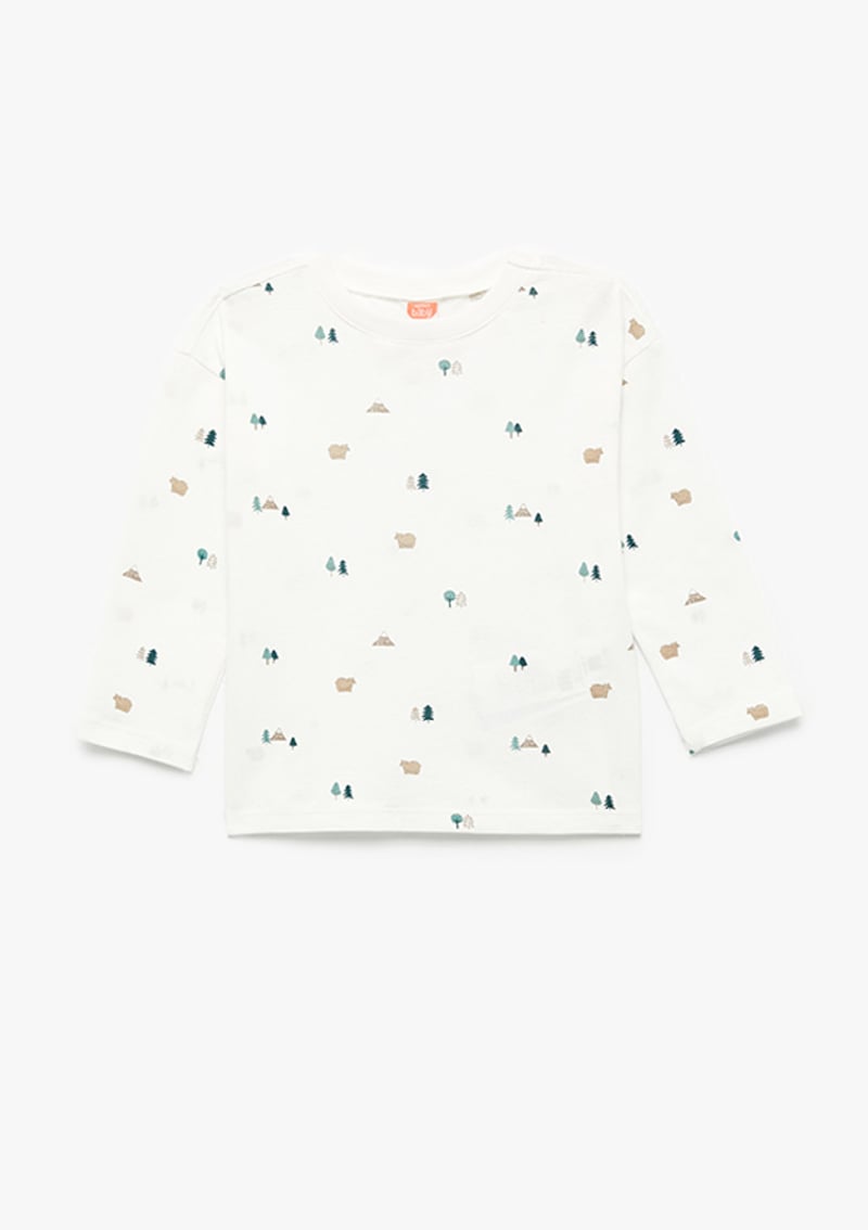 6Wmb10019Tk Erkek Bebek Beyaz Uzun Kol T-shirt