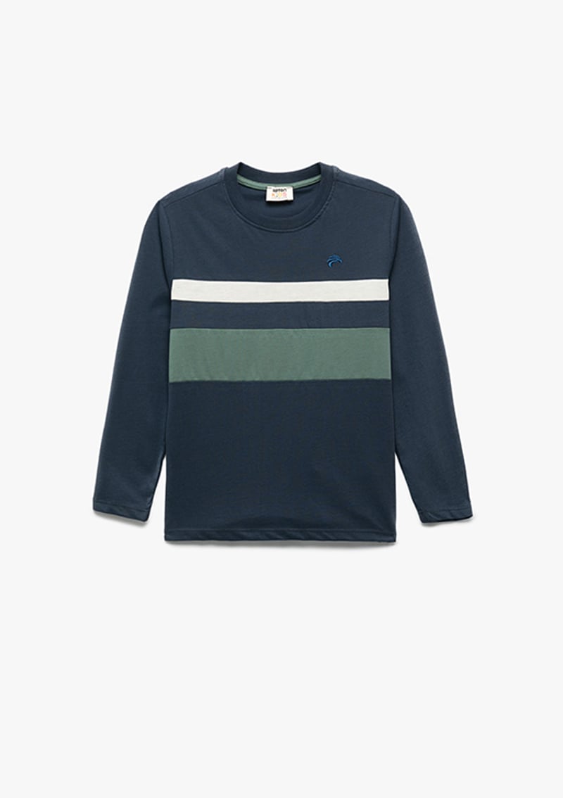 6Wkb10070Tk Erkek Çocuk Lacivert Uzun Kol T-shirt