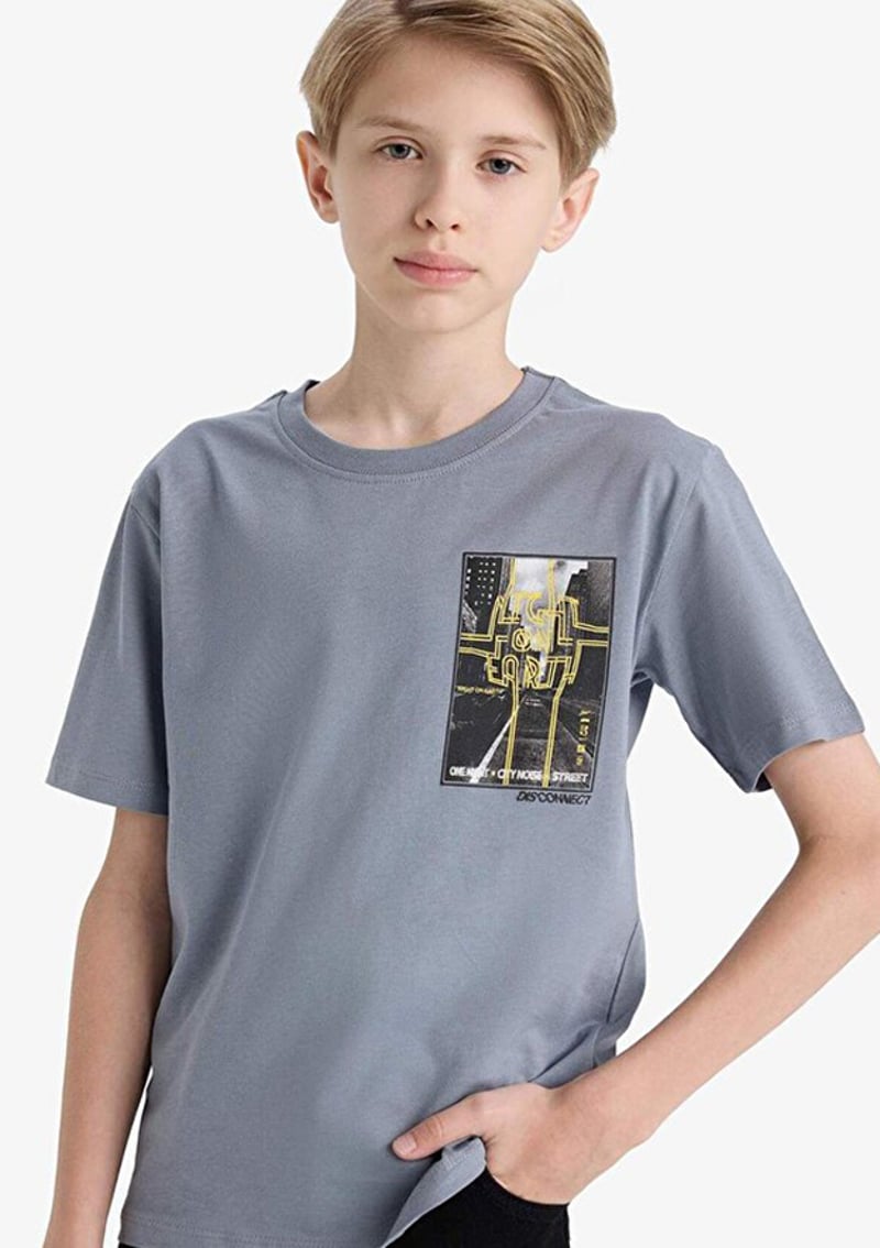 F3769A8Dfa Erkek Çocuk Gri Kısa Kol T-shirt