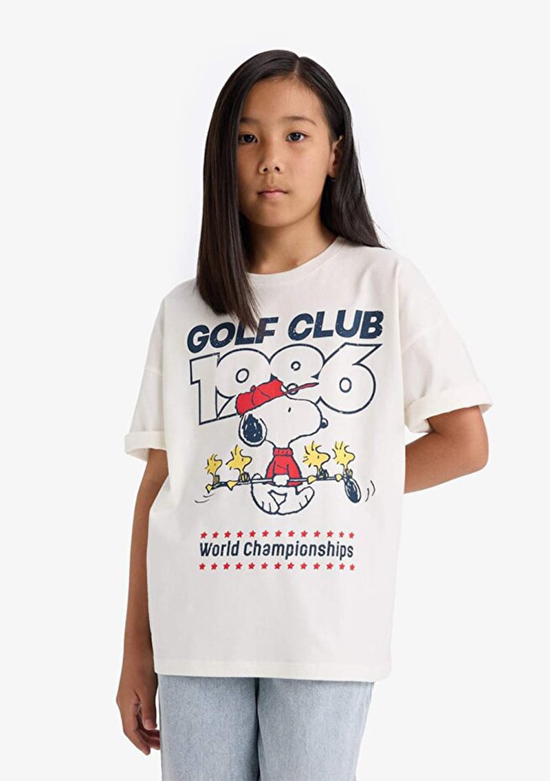 E9655A8Dfa Kız Çocuk Beyaz Kısa Kol T-shirt
