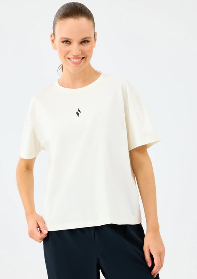 S2520239-3855 Kadın Beyaz Baskılı T-shirt