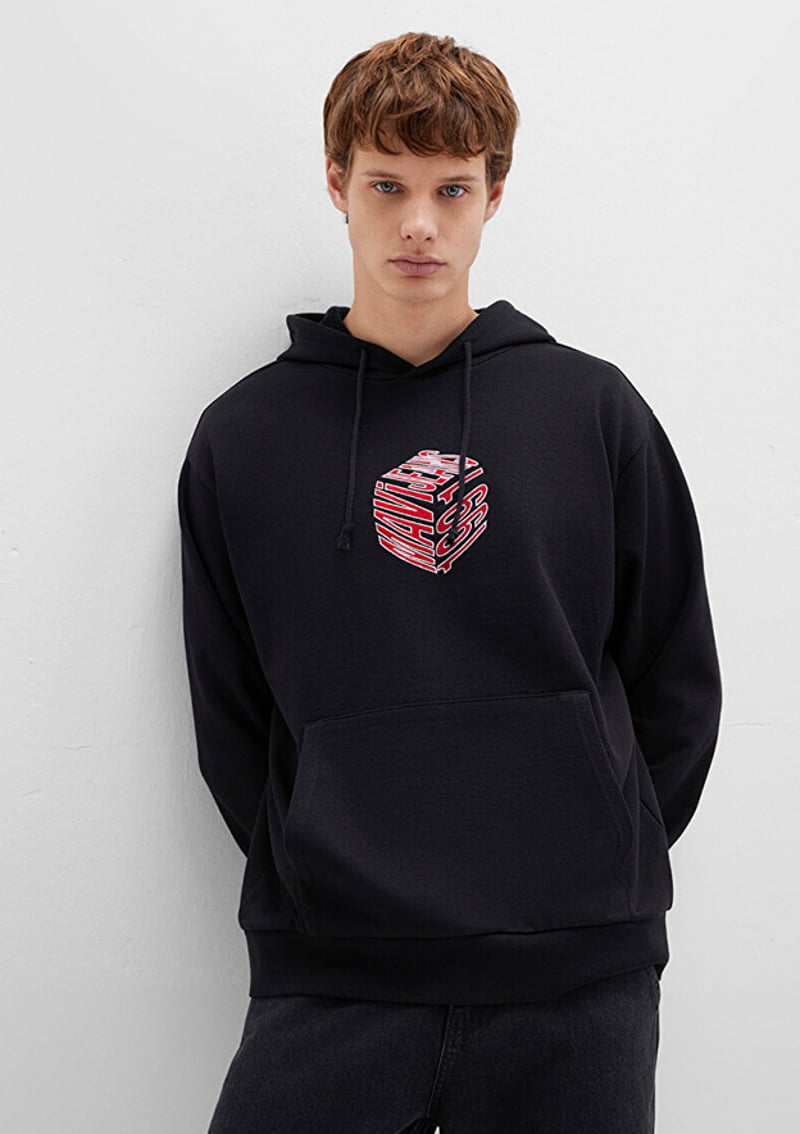 M0S10397-900 Erkek Siyah Sweatshirt