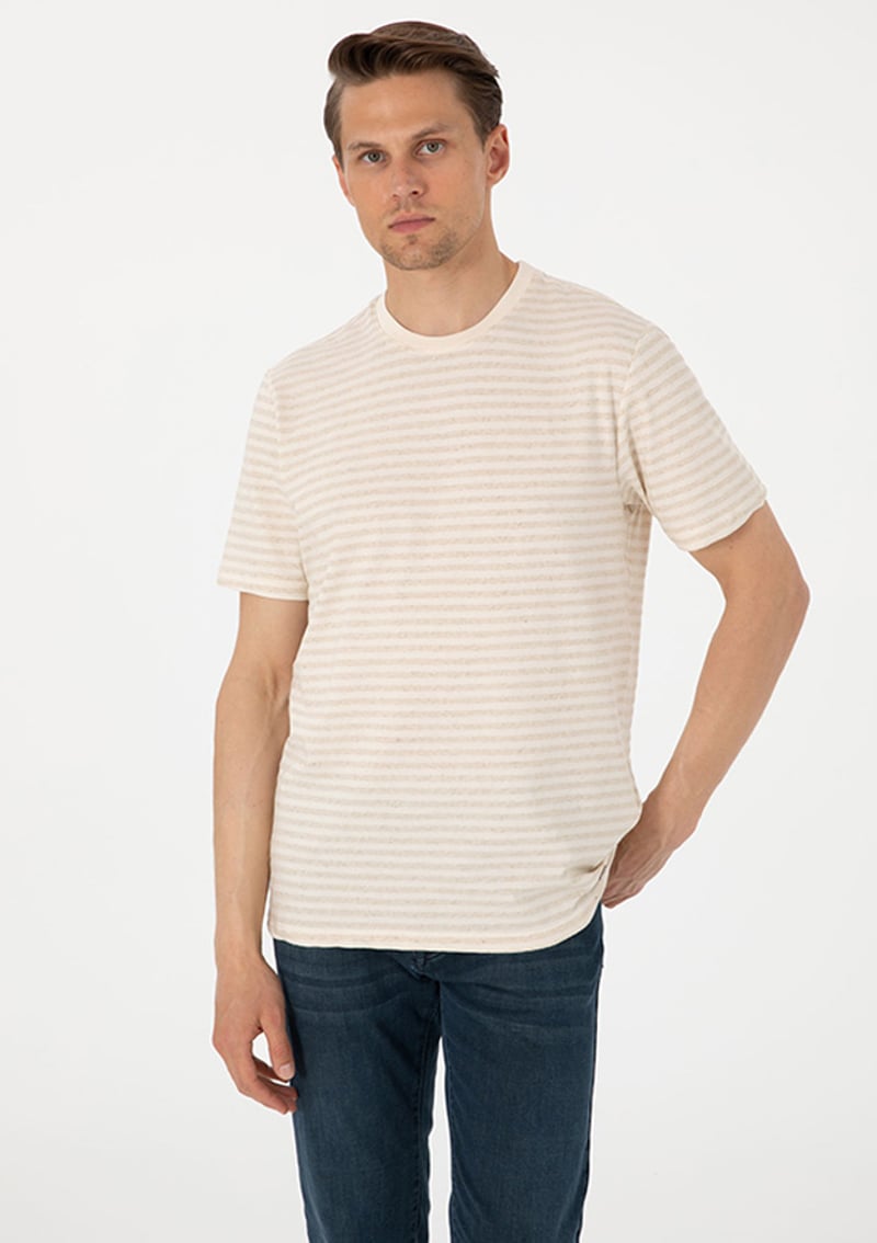 T117006714.2145571 Erkek Bej Regular T-shirt