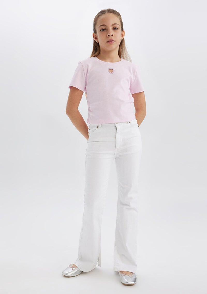 D7099A8Tra Kız Çocuk Beyaz Jean Pantolon