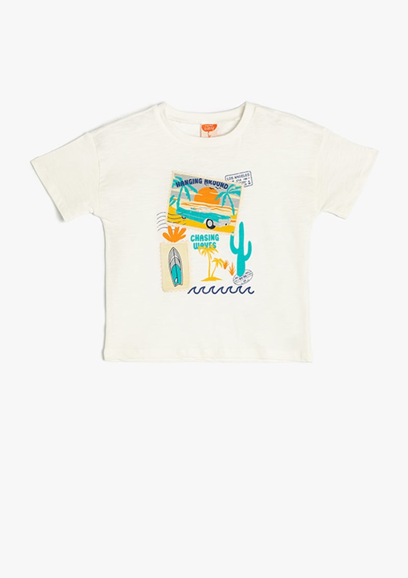 5Smb10006Tk Erkek Çocuk Beyaz Baskılı T-shirt