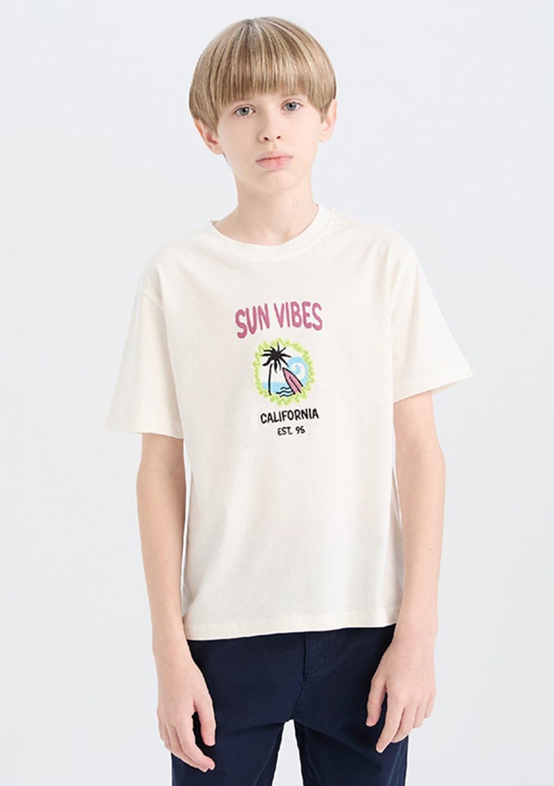 E0969A8Ydva1 Erkek Çocuk Beyaz Kısa Kol T-shirt