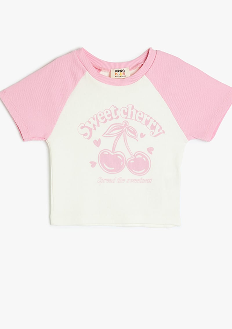 5Skg10082Ak Kız Çocuk Beyaz Baskılı T-shirt