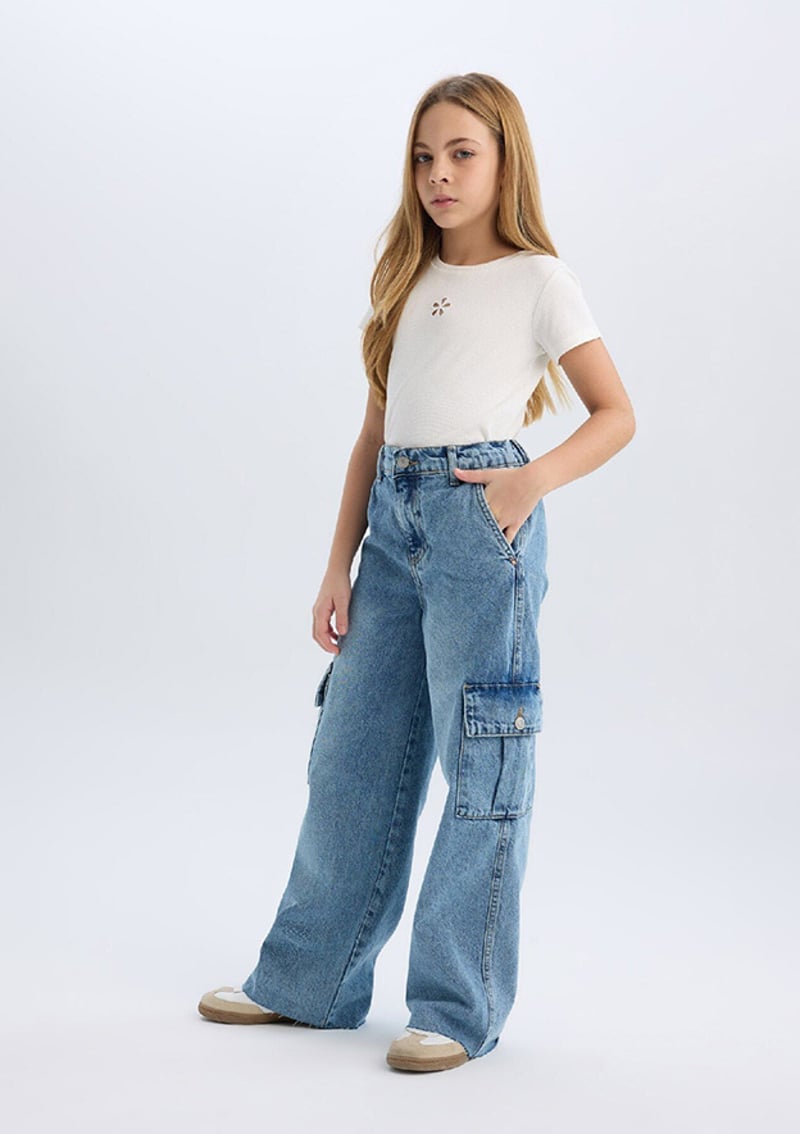 D7089A8Trb Kız Çocuk Mavi Jean Pantolon