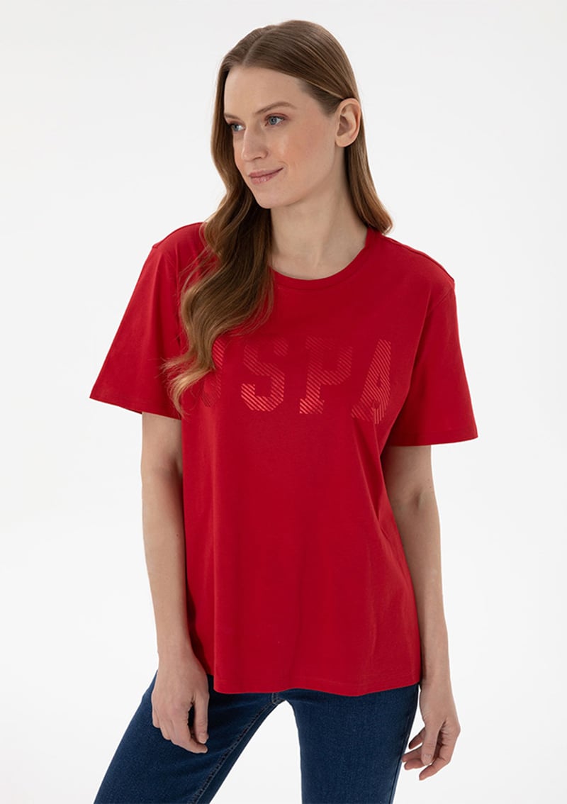 T117018392.2080775 Kadın Kırmızı Basic T-shirt