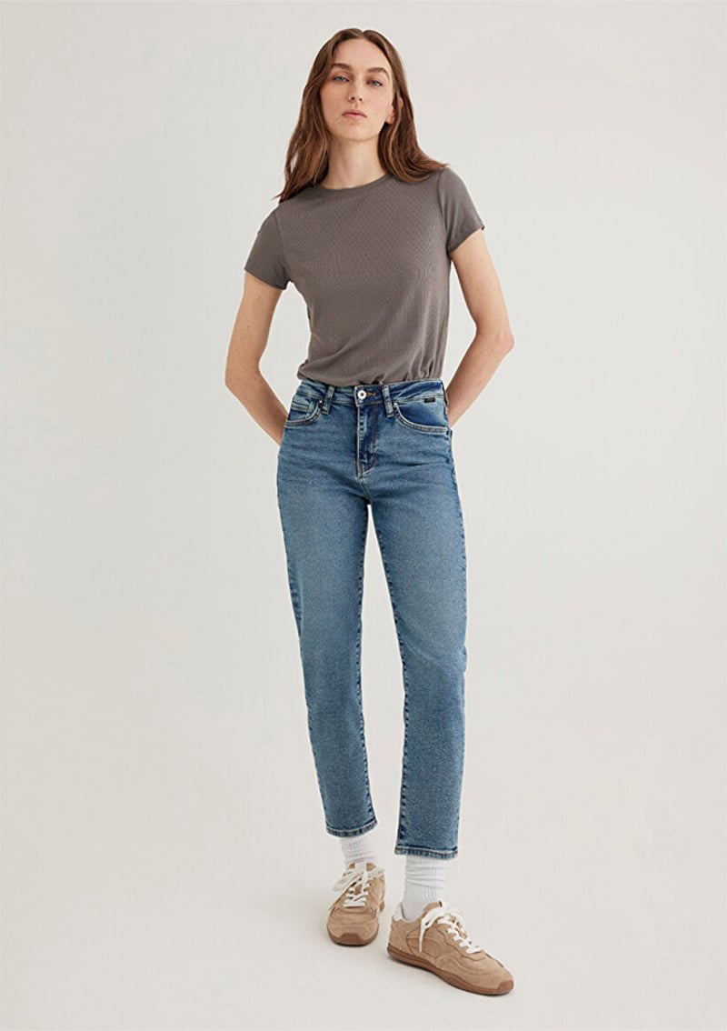 M100277-89183 Kadın Mavi Jean Pantolon
