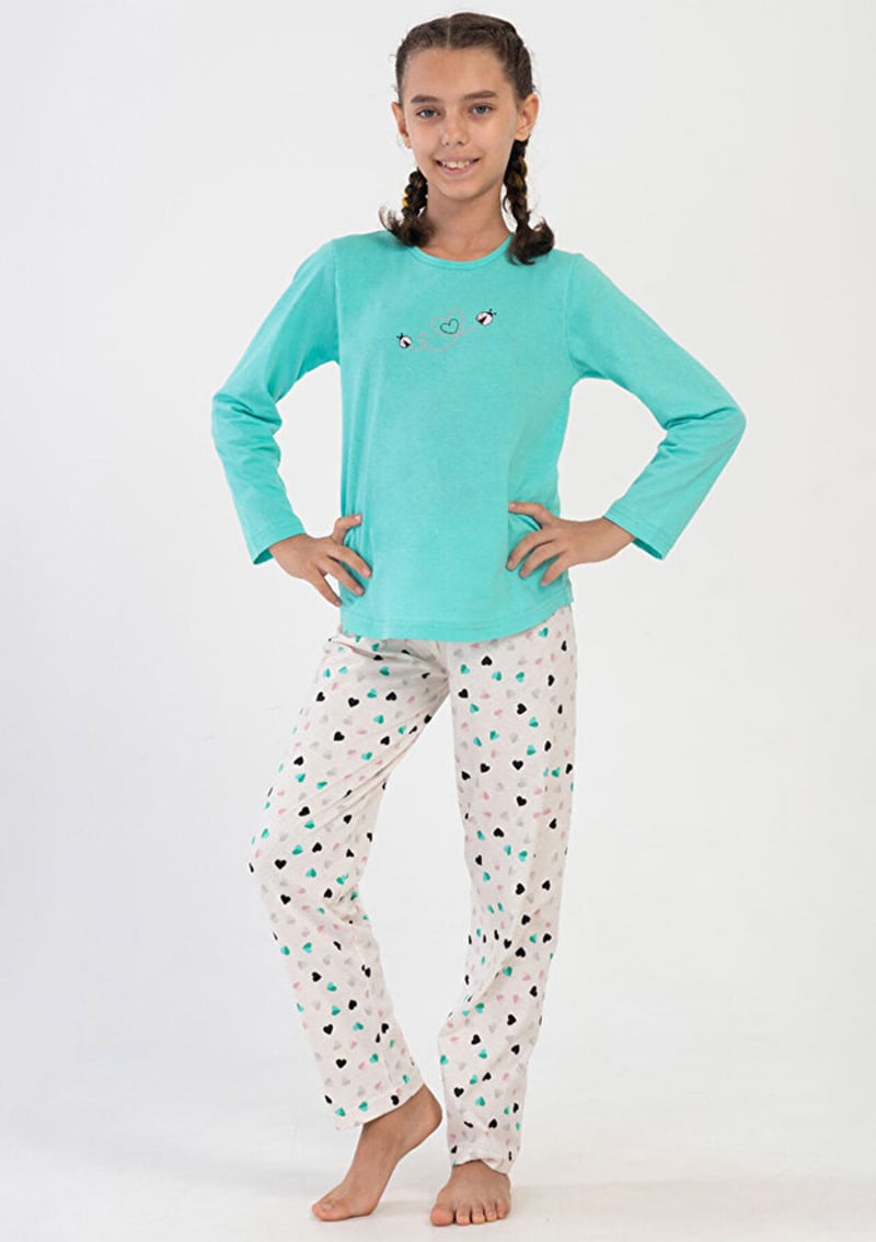 4050700580 Kız Çocuk Yeşil Pijama