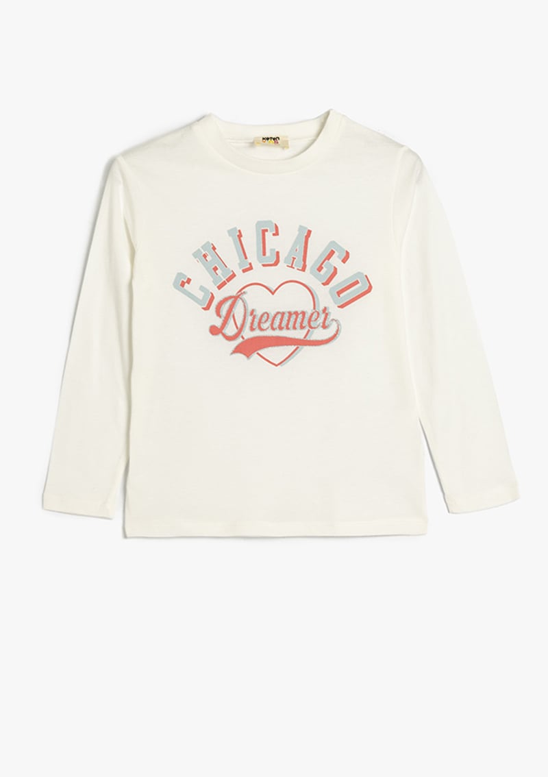 5Wkg10263Ak Kız Çocuk Beyaz Baskılı T-shirt