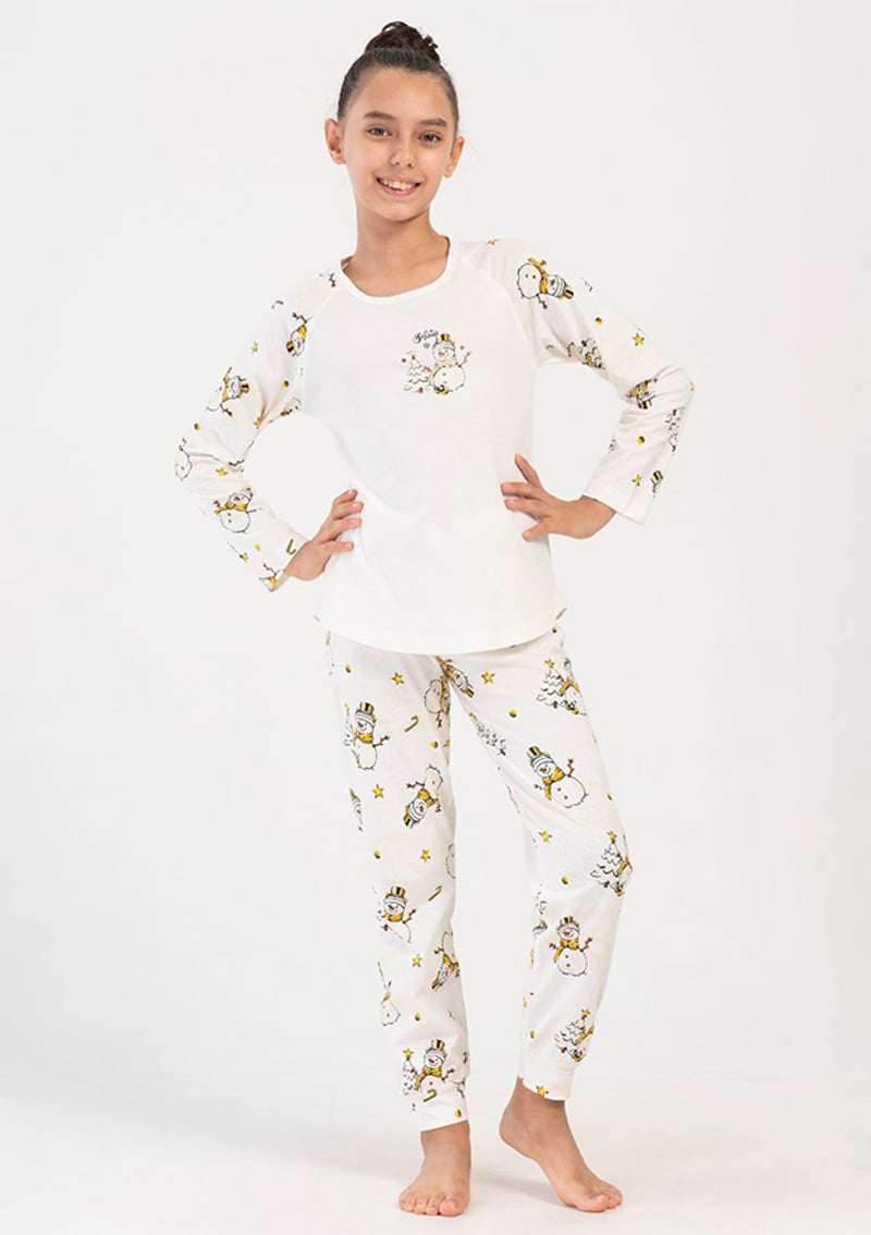 4053380679 Kız Çocuk Beyaz Pijama