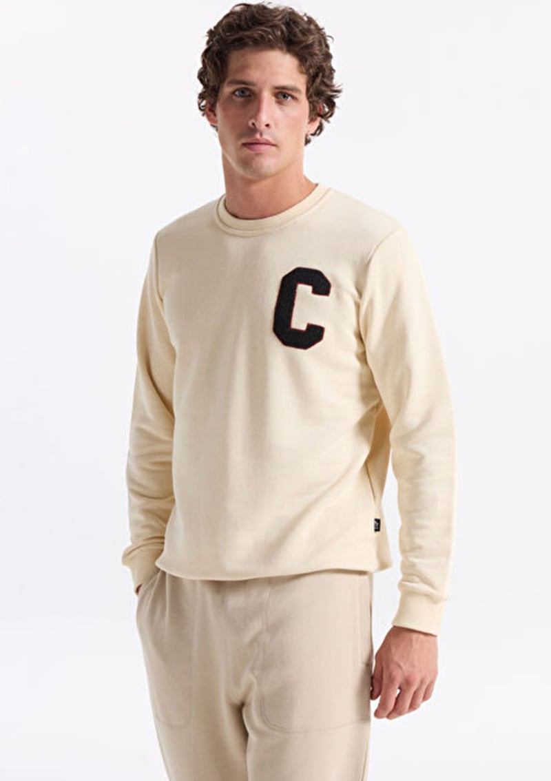 Tc1943 Erkek Beyaz Sweatshirt