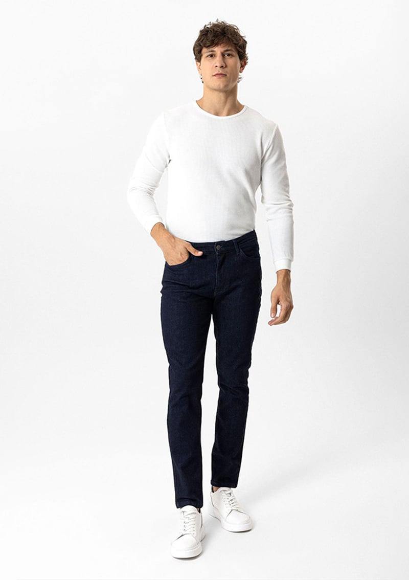B34W35005 Erkek Lacivert Jean Pantolon