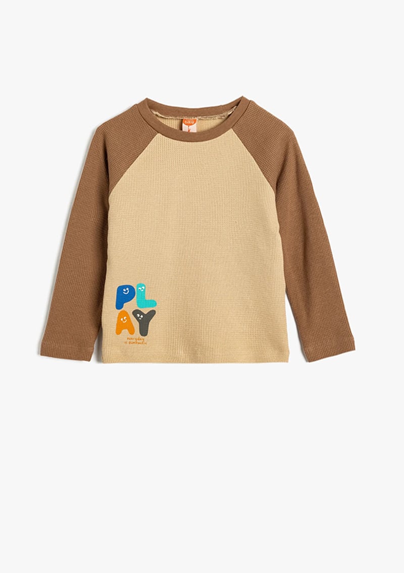 5Wmb10152Tk Erkek Bebek Bej Pamuklu T-shirt