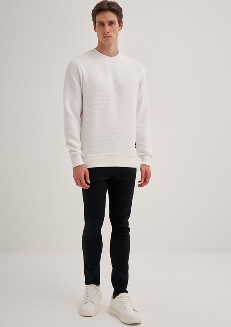 24Kceeo05193 Erkek Beyaz Sweatshirt