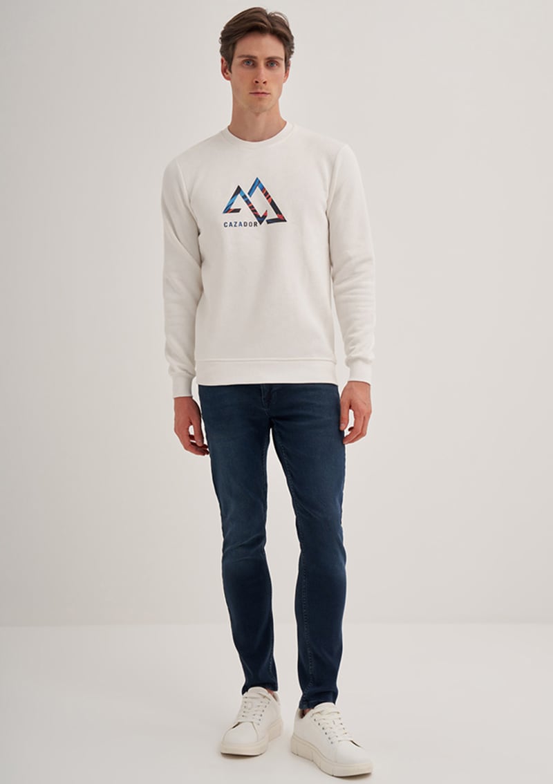 24Kceeo05172 Erkek Beyaz Sweatshirt