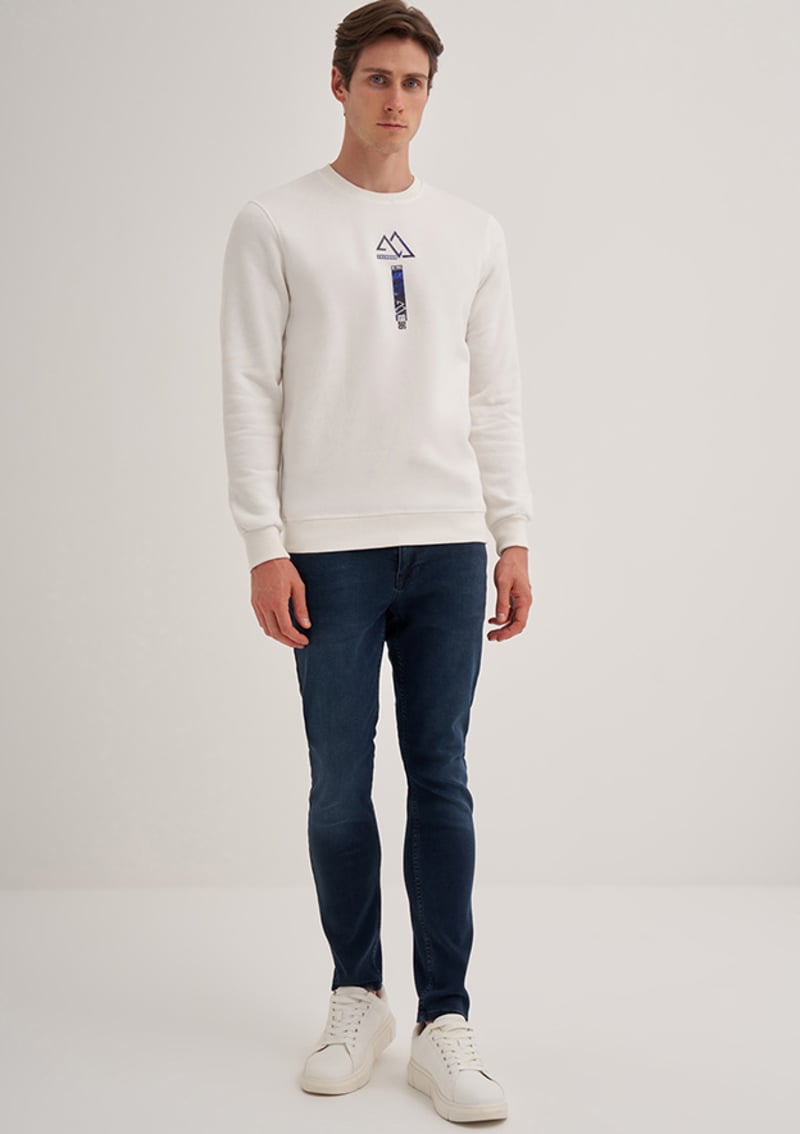 24Kceeo05170 Erkek Beyaz Sweatshirt