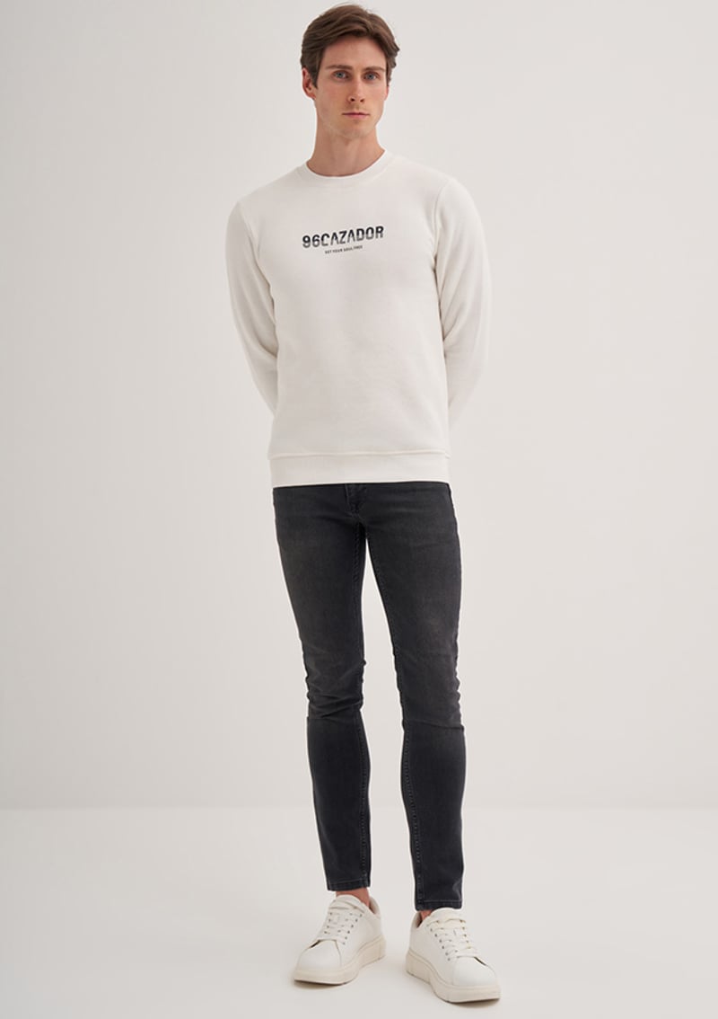 24Kceeo05226 Erkek Beyaz Sweatshirt